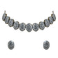 Glamorous Fashionable Eye-Catching Grey Beaded Choker and Earrings Set For Women/Girls - Wahe Jewels - Swadesiicart