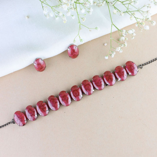 Glamorous Fashionable Eye-Catching Red Beaded Choker and Earrings Set For Women/Girls - Wahe Jewels - Swadesiicart