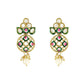 Gold-Polished Traditional Pearl Kundan Studded Meenakari Choker Necklace With Earring Set For Women/Girls - Wahe Jewels - Swadesiicart
