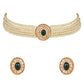 Gold-Polished Traditional Handcrafted Stone Studded Pearl Choker Necklace Jewellery Set With Earrings For Women And Girls - Wahe Jewels - Swadesiicart