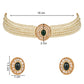 Gold-Polished Traditional Handcrafted Stone Studded Pearl Choker Necklace Jewellery Set With Earrings For Women And Girls - Wahe Jewels - Swadesiicart