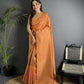 Joban Fashion Orange Banarasi Soft Lichi Silk Checks & Woven Saree | Swadesiicart