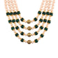 3 Layered Traditional Gold-Polished Dulha Moti Mala with Stone Maharaja Haar/Groom Necklace For Men - Wahe Jewels - Swadesiicart