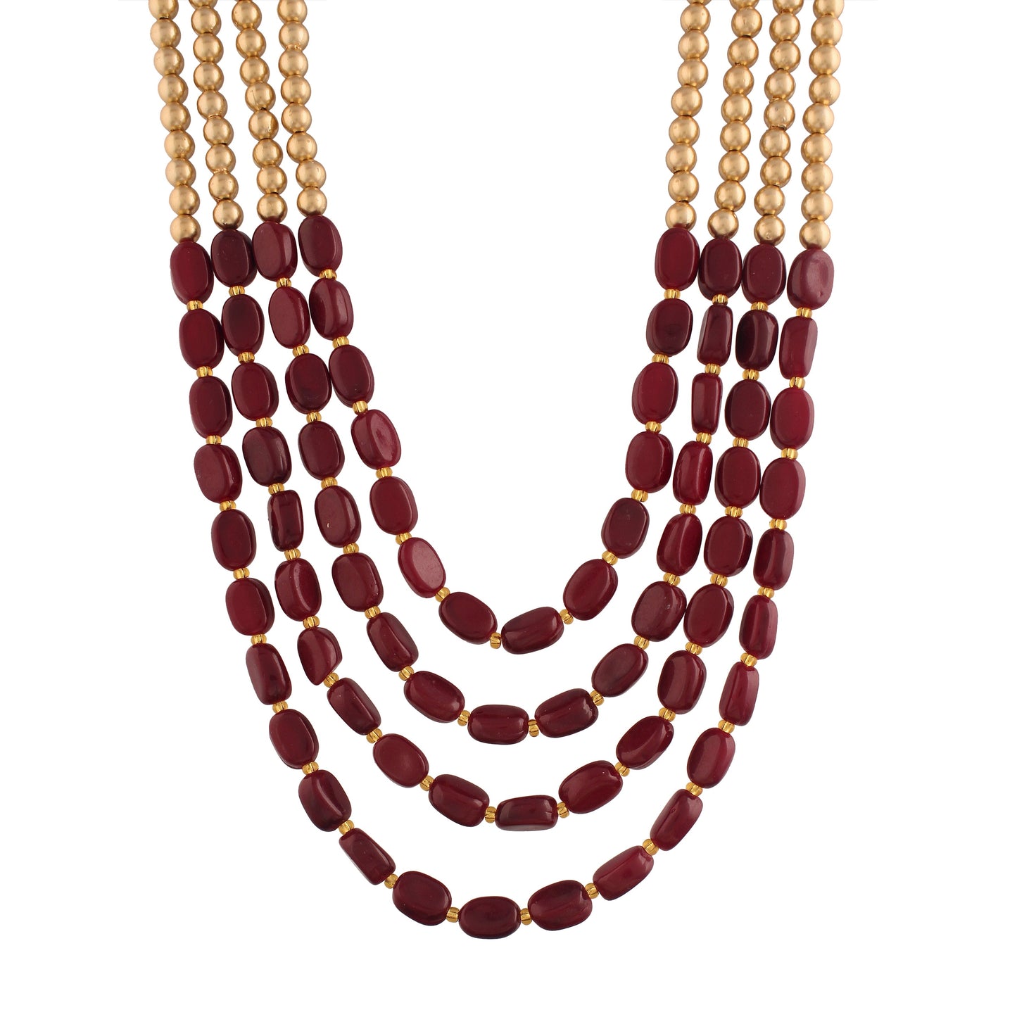 4 Layered Traditional Gold-Polished Dulha Moti Mala with Beads Maharaja Haar/Groom Necklace for Men - Wahe Jewels - Swadesiicart
