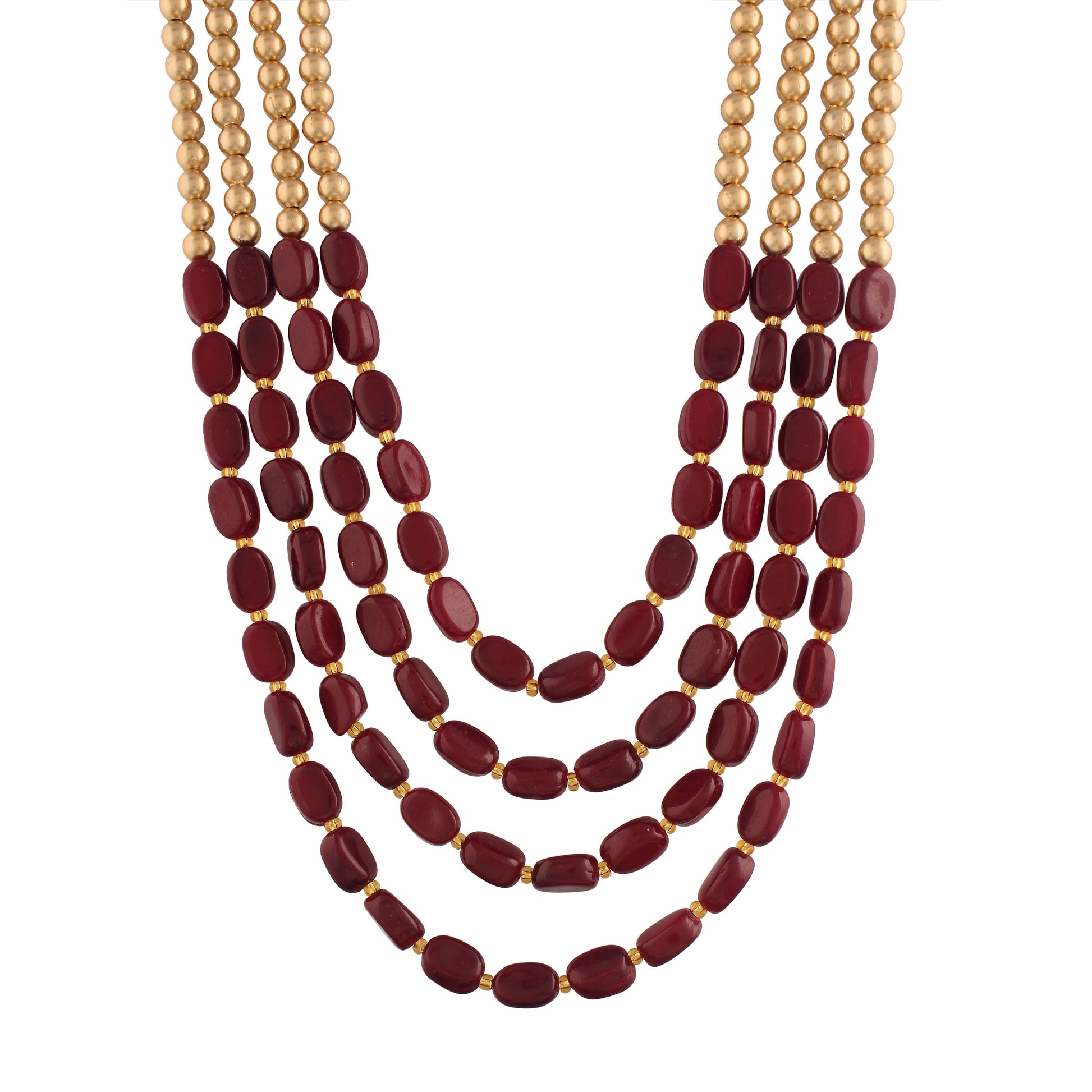 4 Layered Traditional Gold-Polished Dulha Moti Mala with Beads Maharaja Haar/Groom Necklace for Men - Wahe Jewels - Swadesiicart