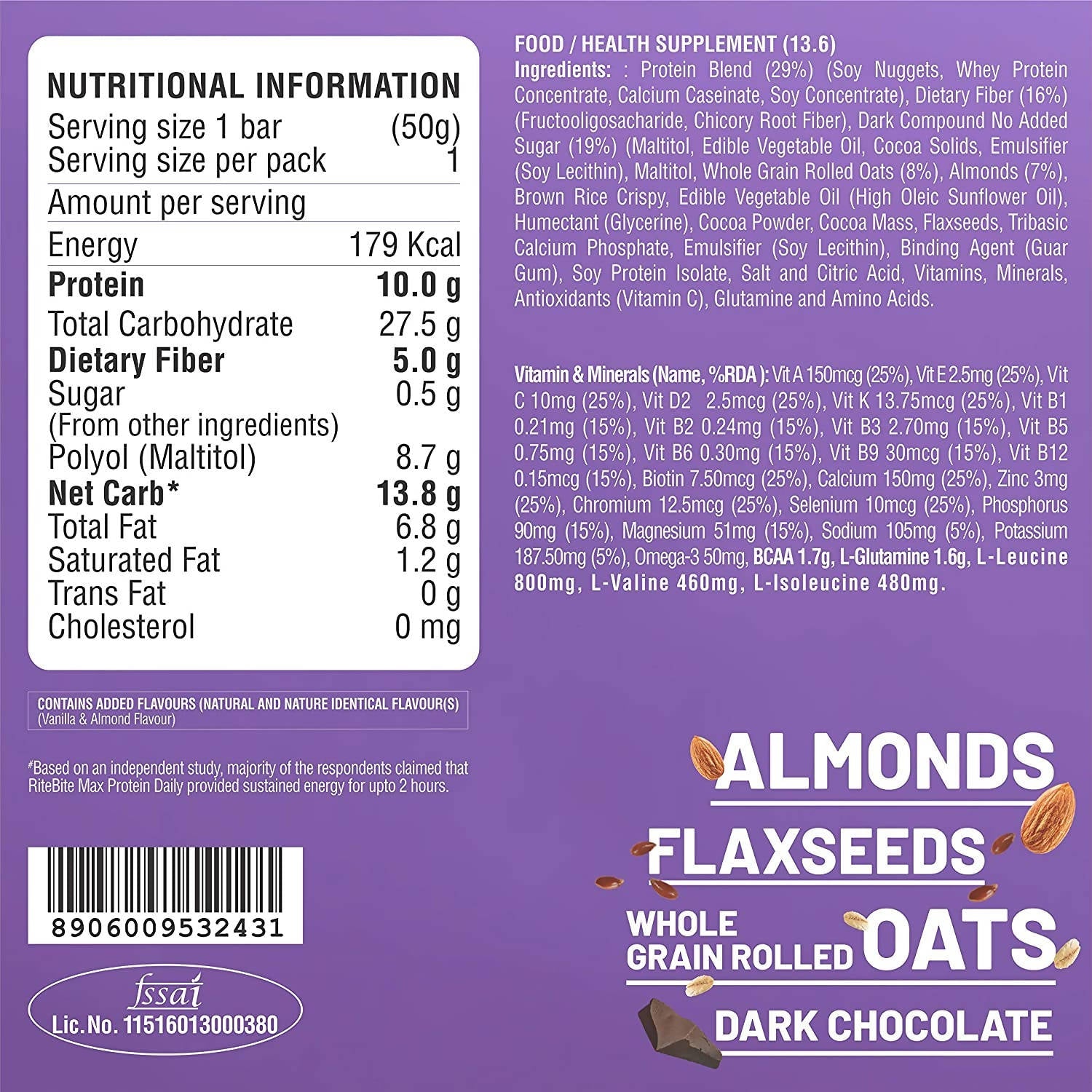 RiteBite Max Protein Daily Choco Almond Bar - Swadesiicart