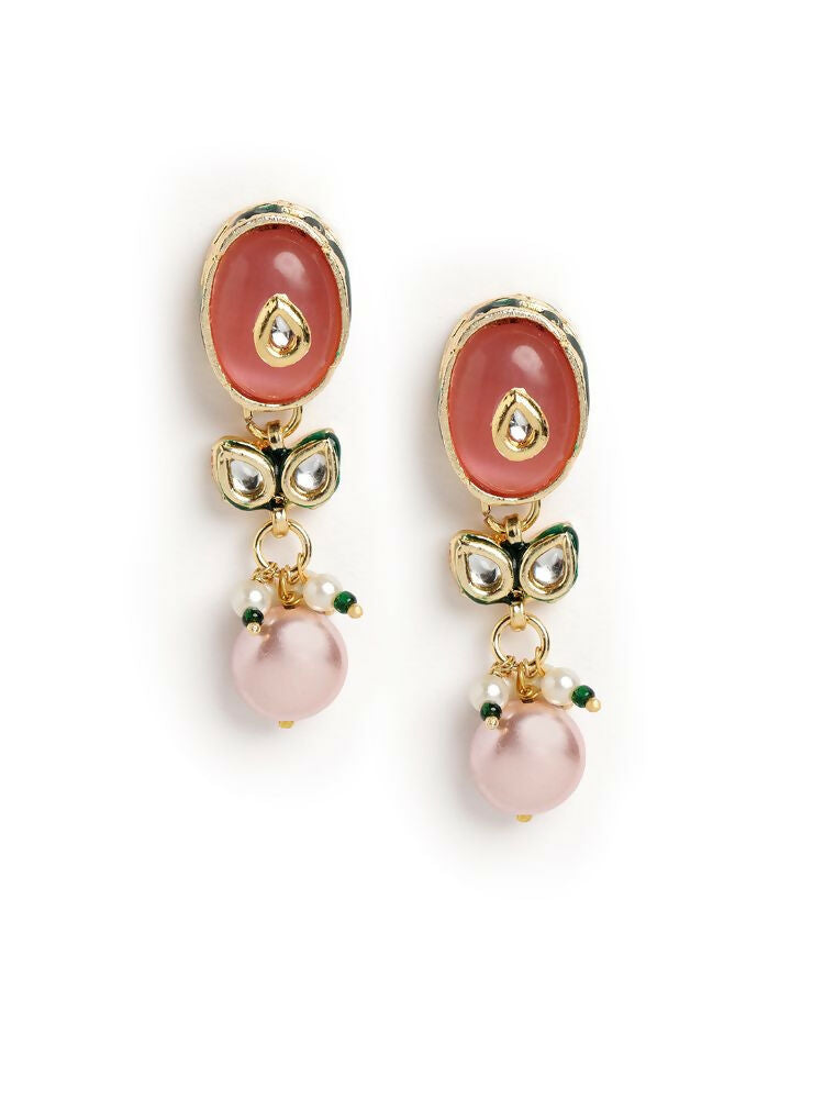Nuyug 22K Gold Plated Radiant Rose Stone Kundan Necklace | Swadesiicart