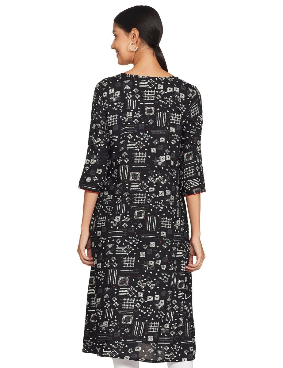 Anubhutee Women's Rayon Regular A-Line Black Kurta | Swadesiicart