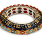 Gold-Polished Blue White Kundan Studded Pearls Beaded Bangle - Ruby Raang - Swadesiicart
