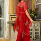 Janasya Maroon Georgette Solid Top Bottom Cape | Swadesiicart