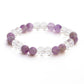 Clear Quartz and Amethyst White and Grey Beads Elastic Bracelet - Ruby Raang | Swadesiicart