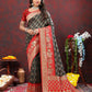 Lorenvalley Fashion Green & Red Patola Silk Woven Design Meenakari Weaving Saree - Swadesiicart