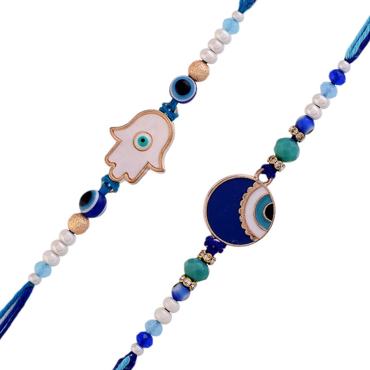 trueBrowns X Voylla Pack Of 2 Evil Eye Hamsa Charms Men's Rakhis | Swadesiicart