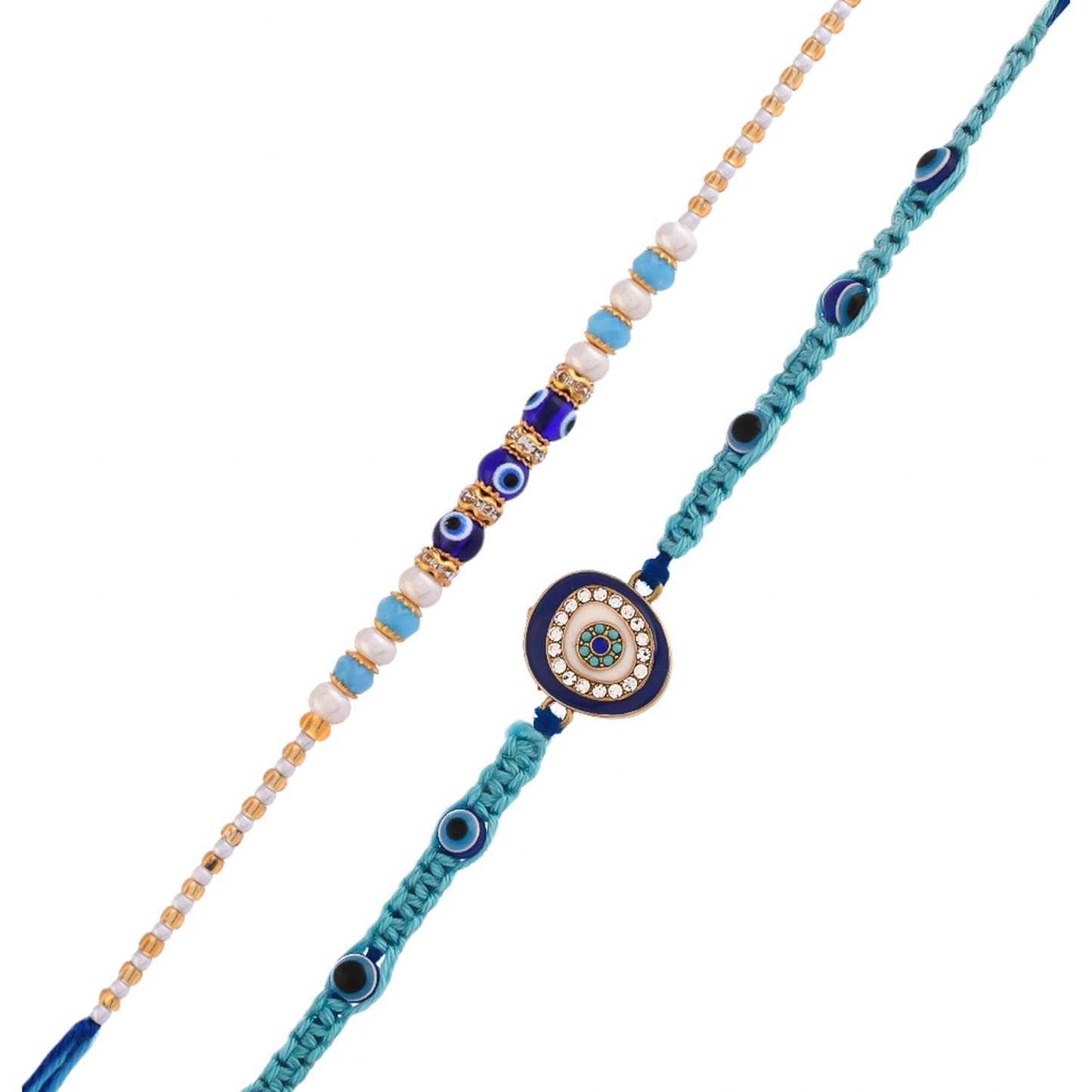 trueBrowns X Voylla Pack Of 2 Evil Eye Charms Men's Rakhis | Swadesiicart