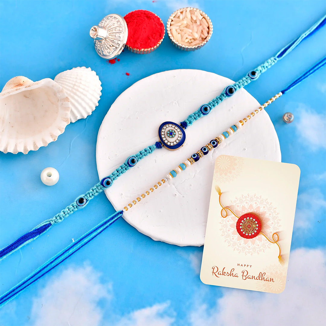 trueBrowns X Voylla Pack Of 2 Evil Eye Charms Men's Rakhis | Swadesiicart