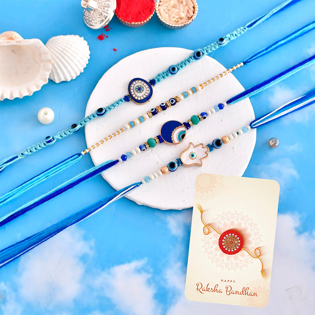 trueBrowns X Voylla Pack Of 4 Evil Eye Charms Men's Rakhis | Swadesiicart