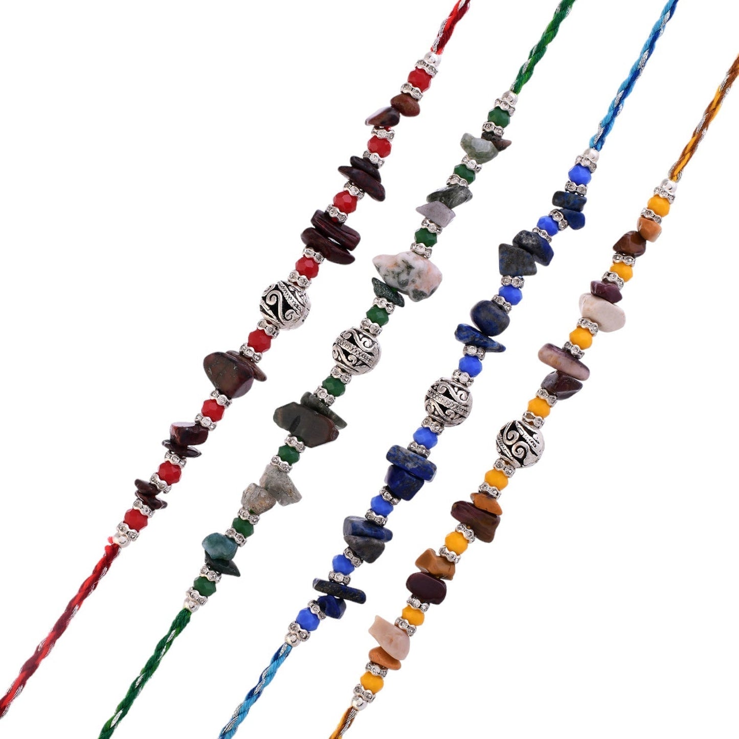trueBrowns X Voylla Pack Of 4 Men's Beaded Colourful Rakhis | Swadesiicart