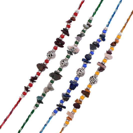 trueBrowns X Voylla Pack Of 4 Men's Beaded Colourful Rakhis | Swadesiicart