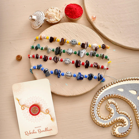 trueBrowns X Voylla Pack Of 4 Men's Beaded Colourful Rakhis | Swadesiicart