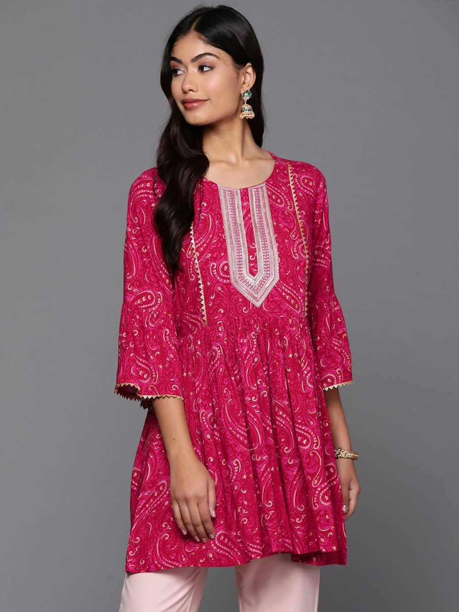 Ahalyaa Women's Traditional wear Tunic - Red | Swadesiicart