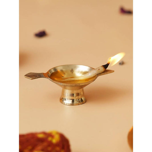 eCraftIndia Brass Diya With Stand & Holder | Swadesiicart