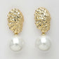 NVR Women's Gold-Polished White Pearl Drop Earrings | Swadesiicart