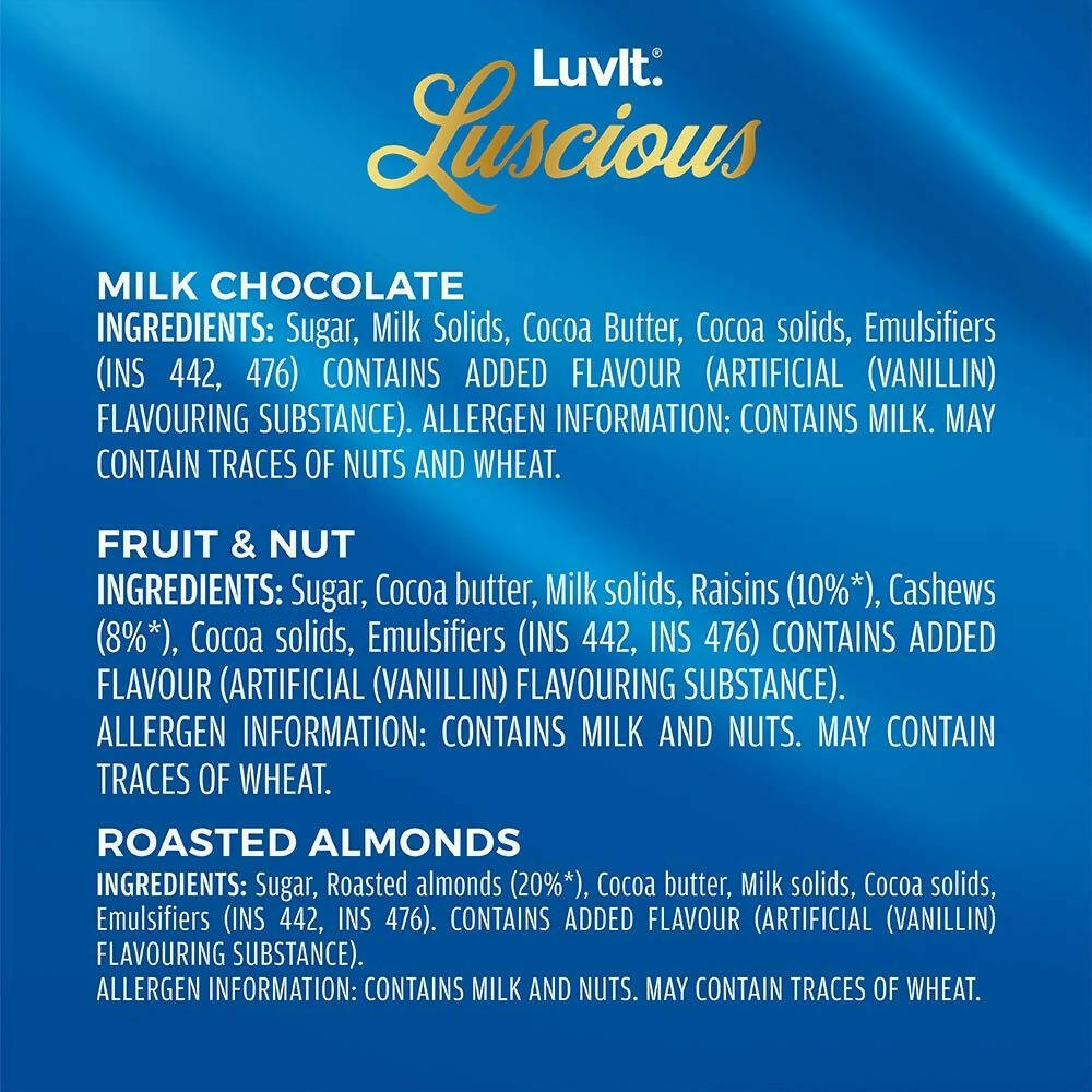 LuvIt Luscious Milk Chocolates Bar Combo - Swadesiicart