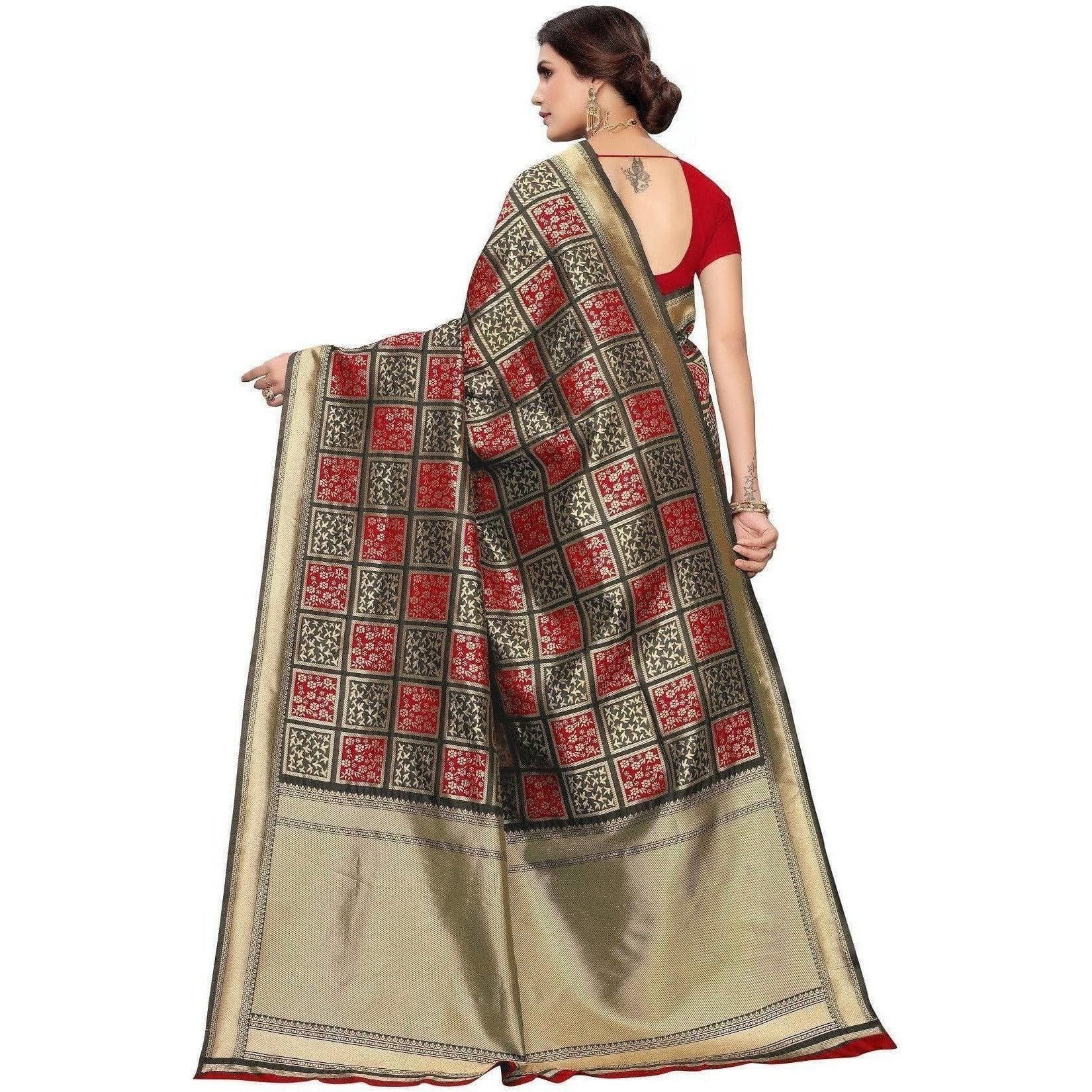 Vamika Banarasi Jaquard Black Weaving Saree (Banarasi 20) | Swadesiicart