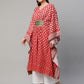 Ahalyaa Women Maroon Crepe Digital Printed Flared Sleeve Kaftan Kurta | Swadesiicart