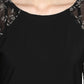 Ahalyaa Women's Black Georgette Rubber Glitter Print Kurta | Swadesiicart