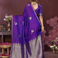 Joban Fashion Rich Purple Floral Banarasi Silk Sarees | Swadesiicart
