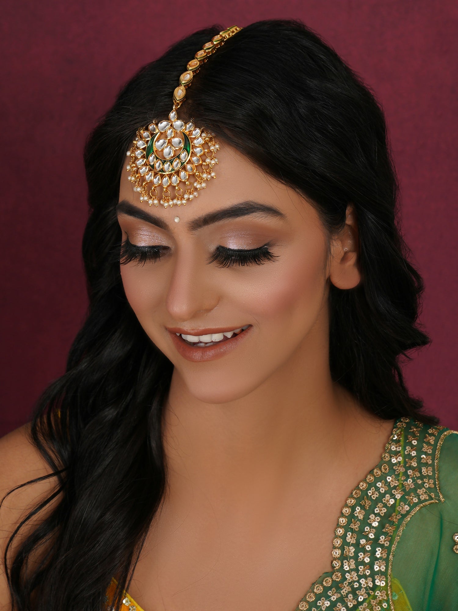 Kundan Maang Tikka (Gold) - Ruby Raang | Swadesiicart
