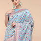 Blue Silk Blend Woven Design Saree With Unstitched Blouse Piece - Aloki