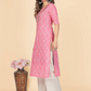 NOZ2TOZ Women's Printed & Embroidered Straight Cotton Pink Stitched Kurta (1Pc) - Swadesiicart