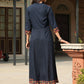 Juniper Women's Blue Rayon Festive Printed Flared Dress | Swadesiicart