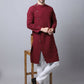 Even Apparels Maroon Pure Cotton Sherwani Men's Kurta With Asymetrical Cut | Swadesiicart