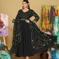 Jyoti Fashion Women's Black Georgette Embroidered Anarkali Kurta Pant Set With Dupatta | Swadesiicart
