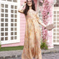 Peach Rayon Foil Printed Long Dress - Michan | Swadesiicart