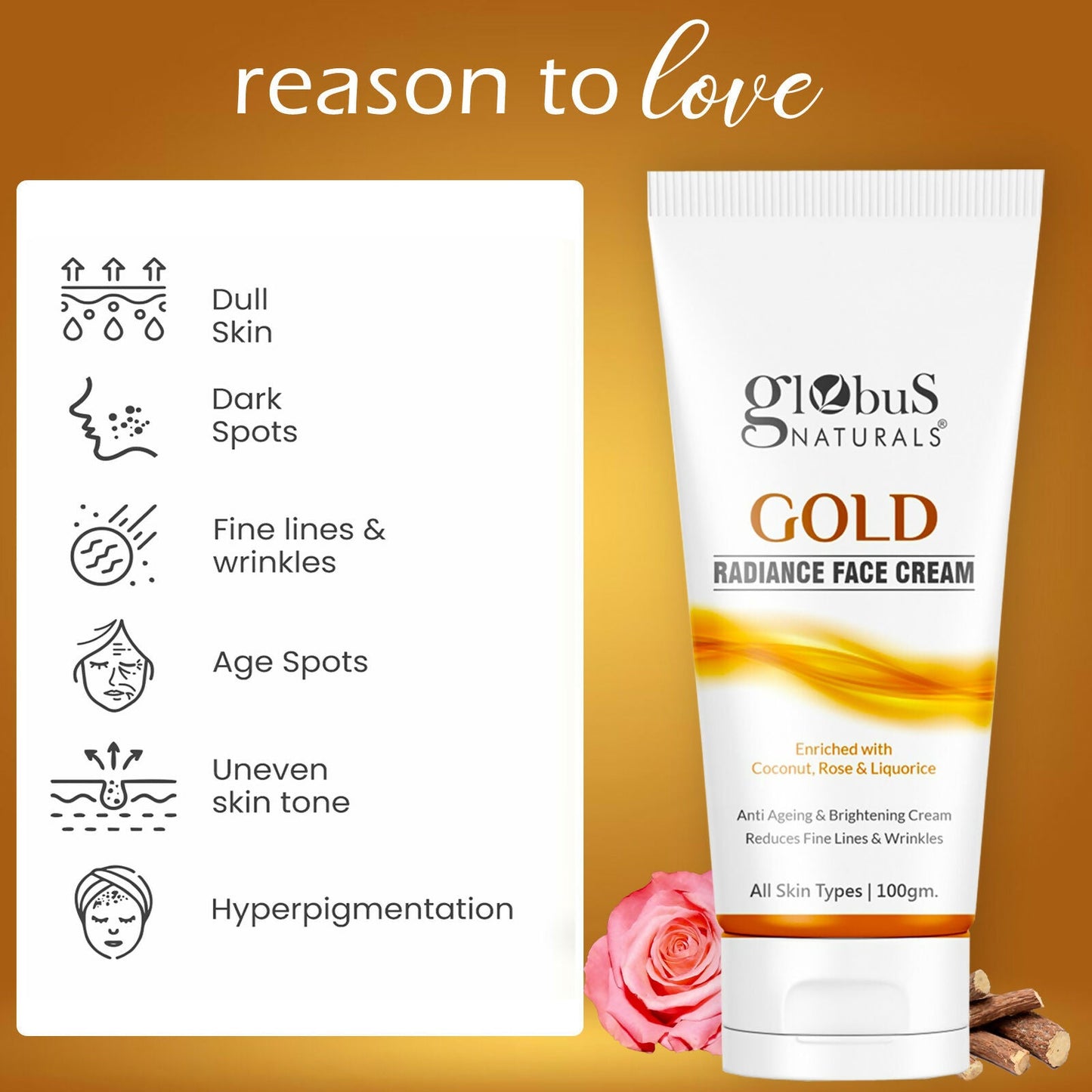 Globus Naturals Gold Radiance Anti Ageing & Brightening Face Cream | Swadesiicart