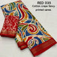 Red Cotton Crepe Batik Print Saree with Unstitched Blouse - Hiral Fashion | Swadesiicart
