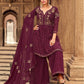 Myra Maroon heavy Georgette Koti Style Embroidered Sharara Suit | Swadesiicart