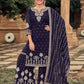 Myra Navy Blue heavy Georgette Koti Style Embroidered Sharara Suit | Swadesiicart