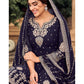 Myra Navy Blue heavy Georgette Koti Style Embroidered Sharara Suit | Swadesiicart