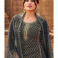 Myra Dusty Grey Heavy Georgette Embroidered Sharara Suit | Swadesiicart