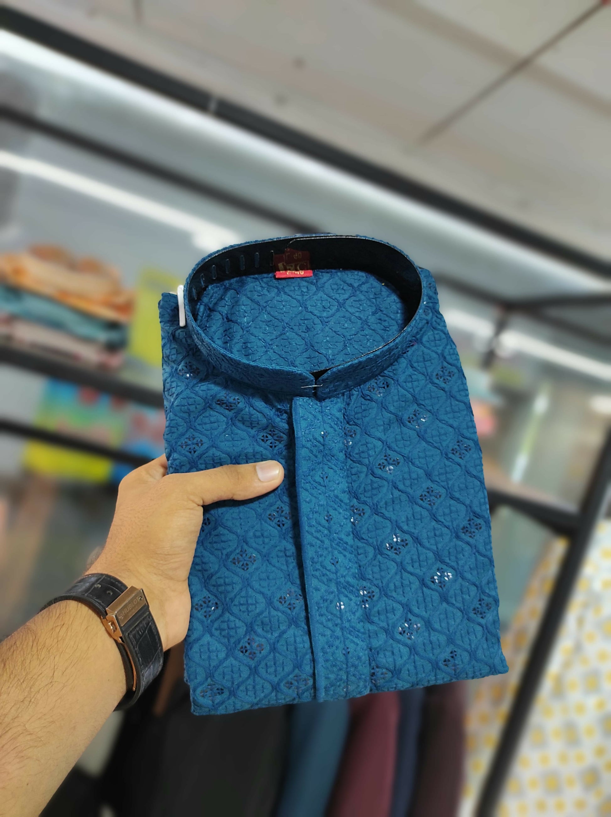 Anaita Teal Embroidered Rayon Straight Kurta