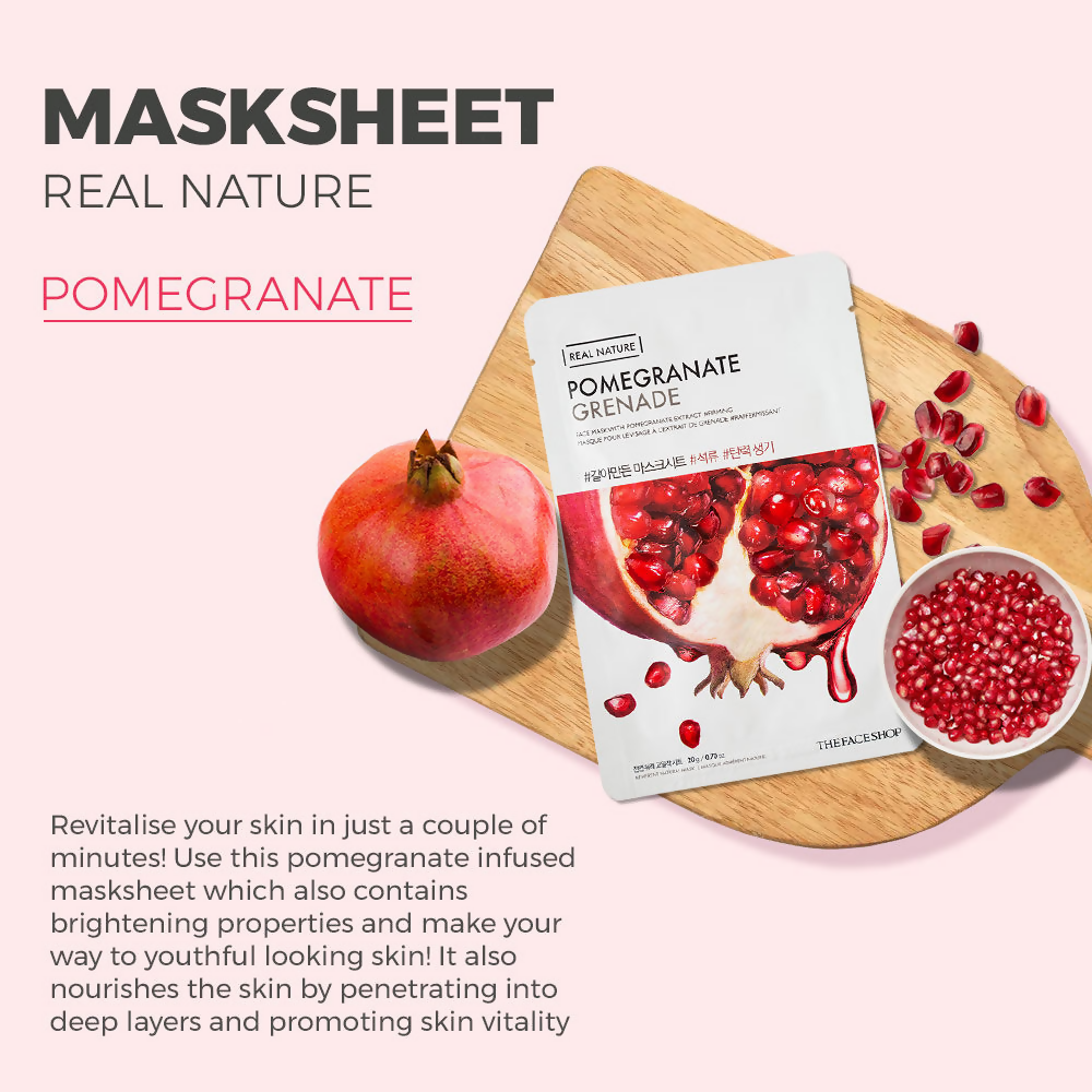 The Face Shop Real Nature Pomegranate Face Mask - Korean Skincare - Swadesiicart