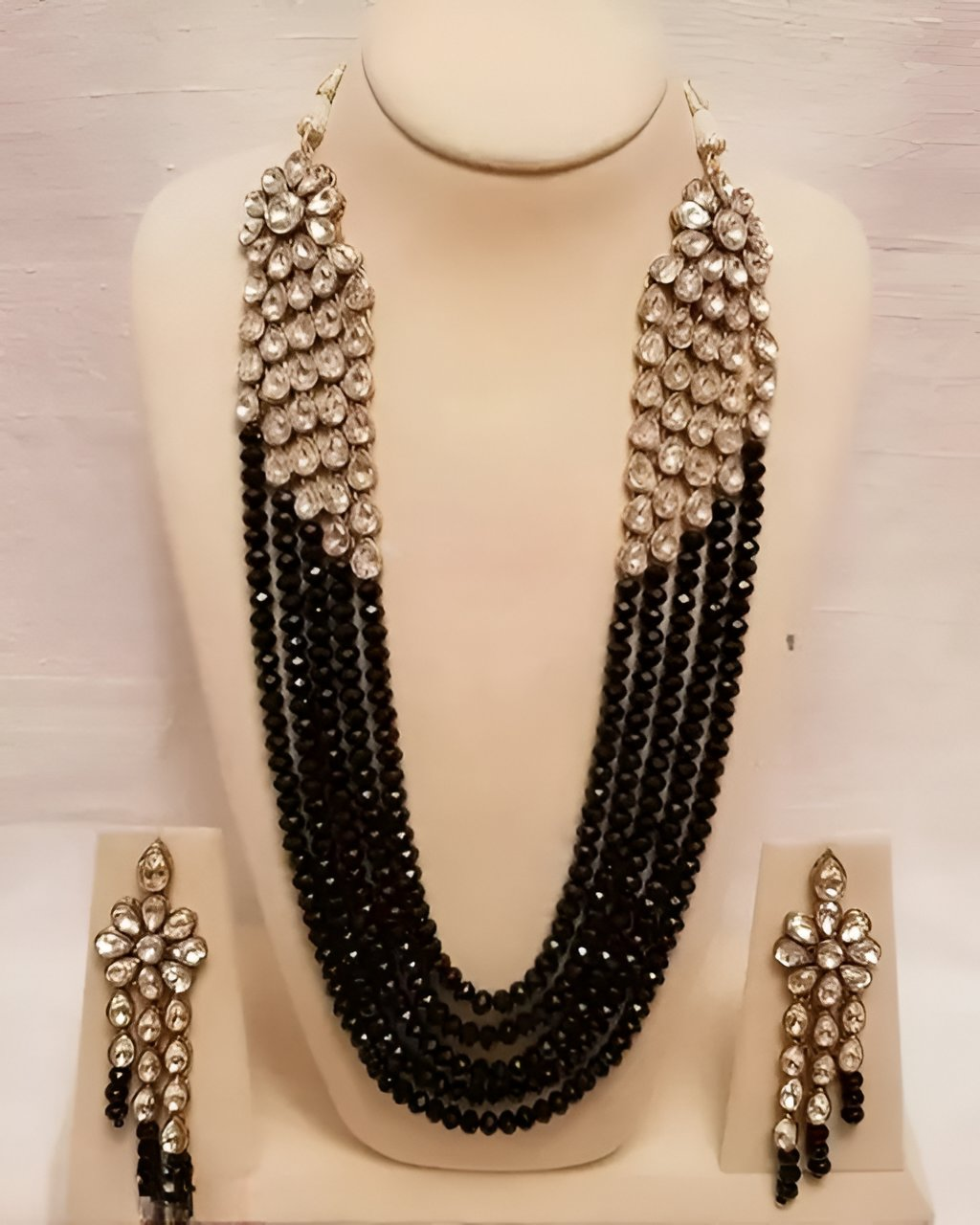 Jewel City Luxury Kundan Black Crystal Statement Necklace Set | Traditional Indian Wedding Jewelry | Swadesiicart