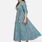 NOZ2TOZ Women's Printed & Embroidered Anarkali Cotton Turquoise Kurta (1Pc) - Swadesiicart
