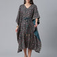 Ahalyaa Crepe Black Digital & Foil Floral Printed Kaftan | Swadesiicart