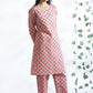 Breathables Women’S Loungewear Long Kurta Co-Ord Set Cotton Pink Indian Motif Butta Print